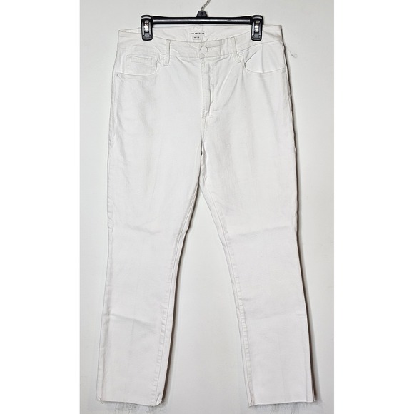 Good American NEW Good Legs Straight Leg Raw Hem White Denim Jeans Size 14/32 - Picture 1 of 5